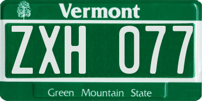 VT license plate ZXH077