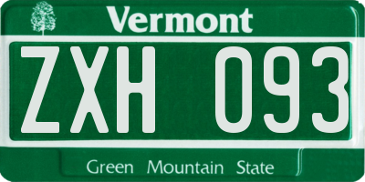 VT license plate ZXH093