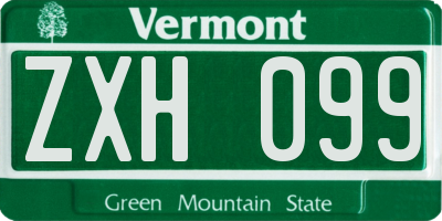 VT license plate ZXH099