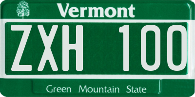 VT license plate ZXH100