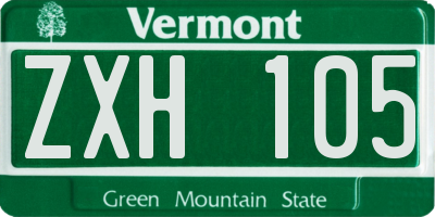 VT license plate ZXH105