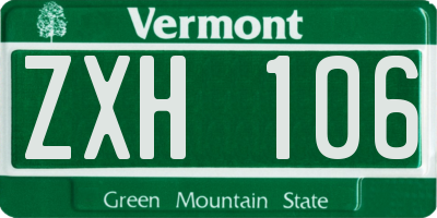 VT license plate ZXH106