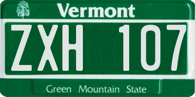 VT license plate ZXH107