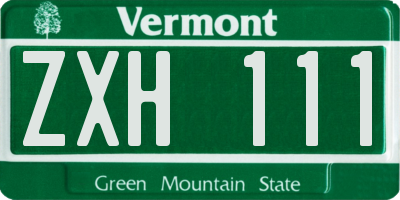 VT license plate ZXH111