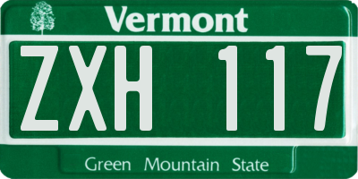 VT license plate ZXH117