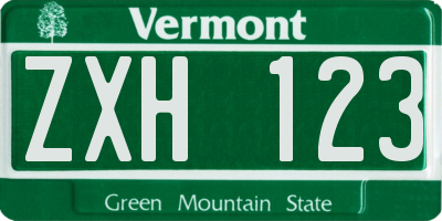 VT license plate ZXH123