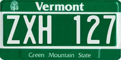 VT license plate ZXH127