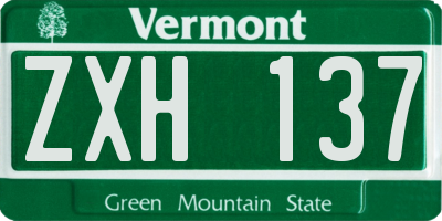 VT license plate ZXH137