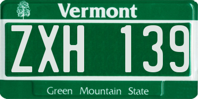 VT license plate ZXH139
