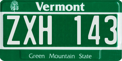 VT license plate ZXH143