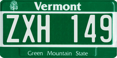 VT license plate ZXH149