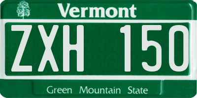VT license plate ZXH150