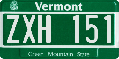 VT license plate ZXH151