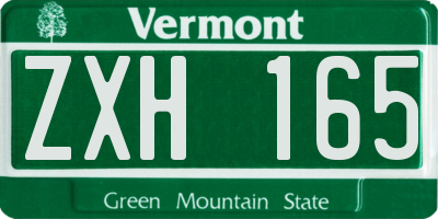 VT license plate ZXH165