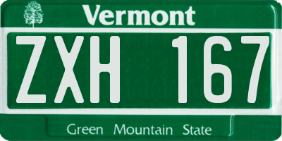 VT license plate ZXH167