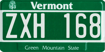 VT license plate ZXH168