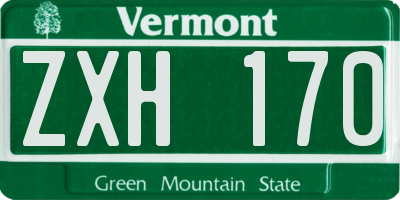 VT license plate ZXH170