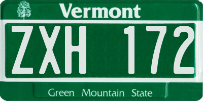VT license plate ZXH172