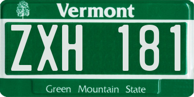 VT license plate ZXH181