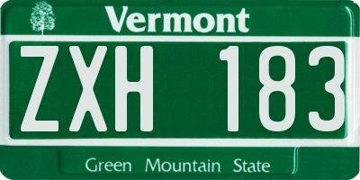 VT license plate ZXH183
