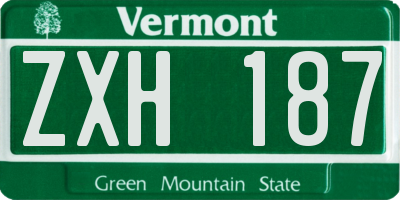 VT license plate ZXH187