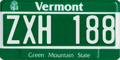 VT license plate ZXH188