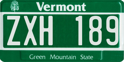 VT license plate ZXH189