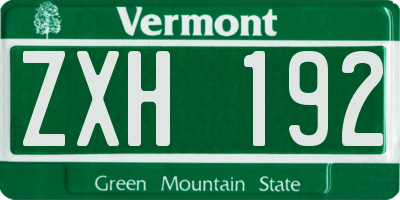 VT license plate ZXH192