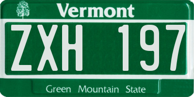 VT license plate ZXH197