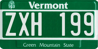 VT license plate ZXH199