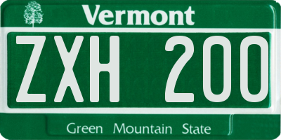 VT license plate ZXH200