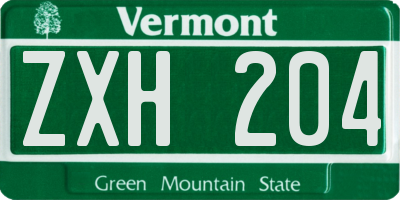 VT license plate ZXH204