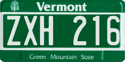 VT license plate ZXH216