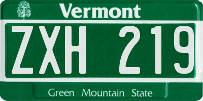 VT license plate ZXH219