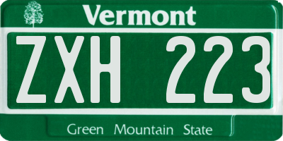 VT license plate ZXH223