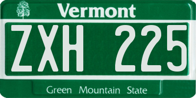 VT license plate ZXH225