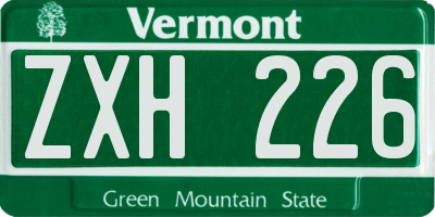 VT license plate ZXH226