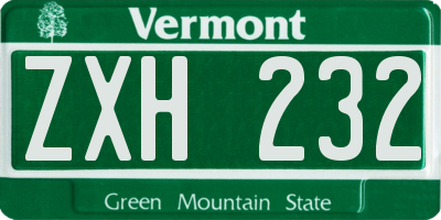 VT license plate ZXH232