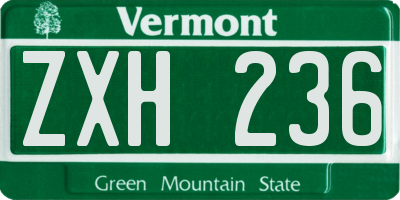 VT license plate ZXH236