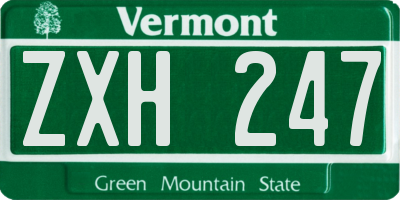 VT license plate ZXH247