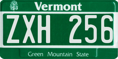 VT license plate ZXH256