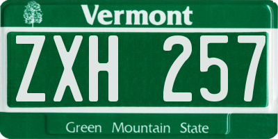 VT license plate ZXH257