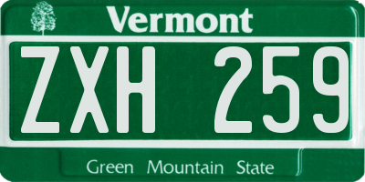 VT license plate ZXH259