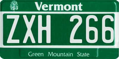 VT license plate ZXH266