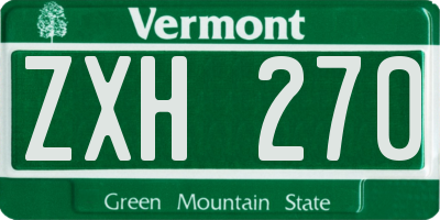 VT license plate ZXH270