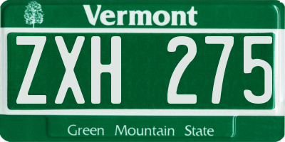 VT license plate ZXH275