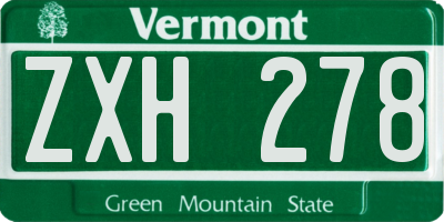 VT license plate ZXH278
