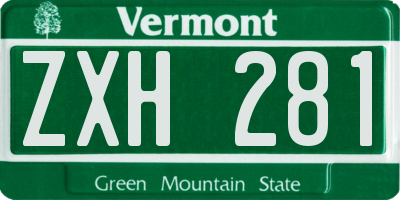 VT license plate ZXH281