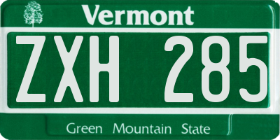 VT license plate ZXH285
