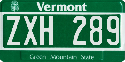 VT license plate ZXH289